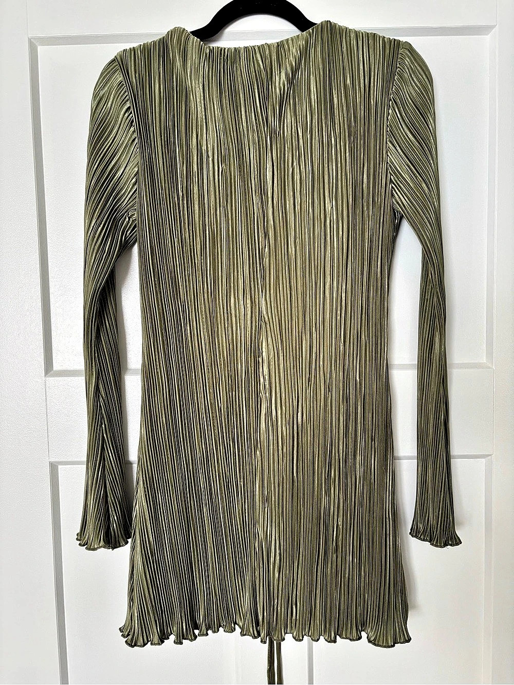 Hello Molly Hype Girl Plisse Long Sleeve Mini Dress Green Small - Picture 4 of 8